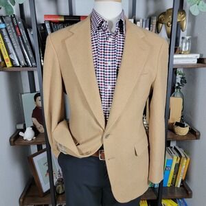 Evan Picone Men's Sport Coat Blazer two Button Solid Beige‎ Camel Hair Size 41R